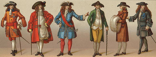 vestimenta de la corte de Luis XIV
